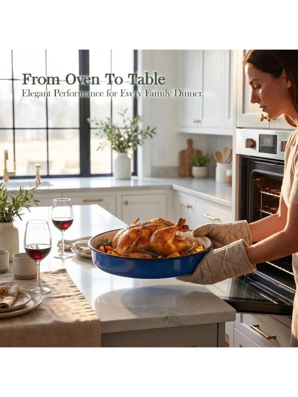 3pcs Blue Nonstick Bakeware Cookie Sheet Oven Cake Pan Roasting Meat Kitchen
